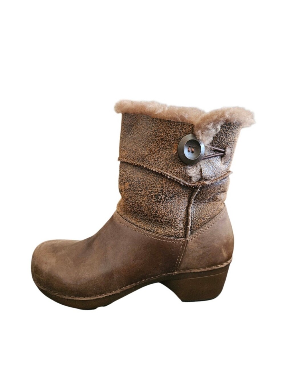 Dansko Stormy Brown Oiled Leather Shearling Lined Mid- Calf Boots Size 37